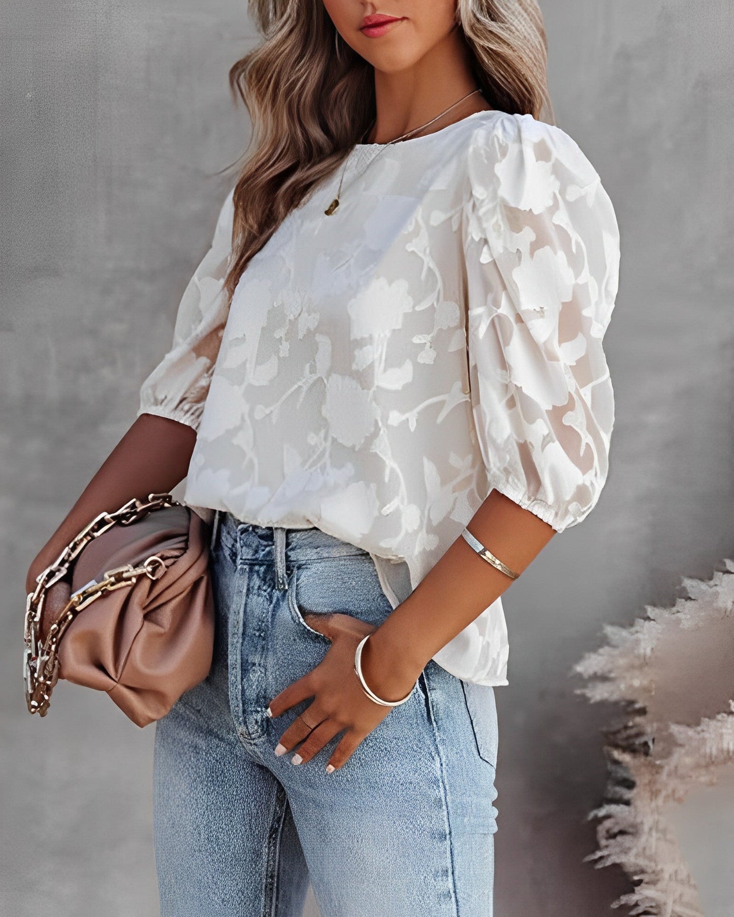 Dorothea - Chiffon Blouse - Manches Bouffantes-Chemisier-PARIS FEMME