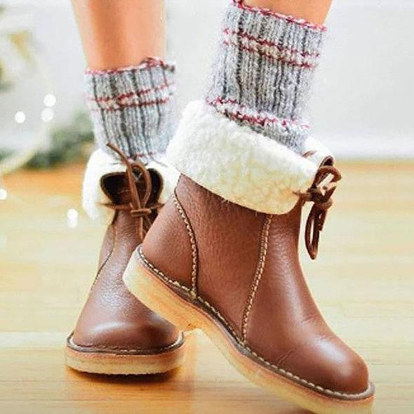 Bottes cuir veau imperméables - Doublure laine - 50% rabais-Chaussures-PARIS FEMME