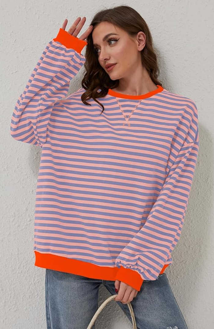 Oversized Rayé Sweat-shirt Femme-Chemisier-PARIS FEMME