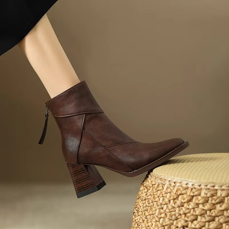 Bottes en Cuir à Talons - Élégance AMBER™ - Confort Chic-Chaussures-PARIS FEMME