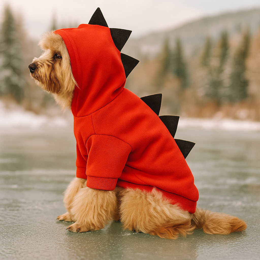 Hoodie Halloween Dinosaurier für Hund - Warmes Fleece Kostüm - Lustiges Outfit
