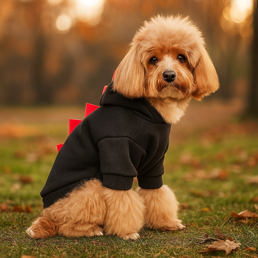 Hoodie Halloween Dinosaurier für Hund - Warmes Fleece Kostüm - Lustiges Outfit