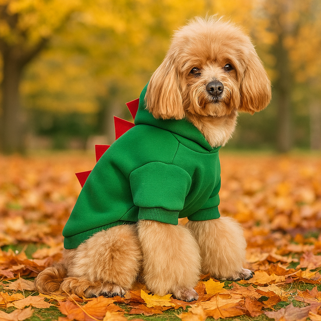 Hoodie Halloween Dinosaurier für Hund - Warmes Fleece Kostüm - Lustiges Outfit