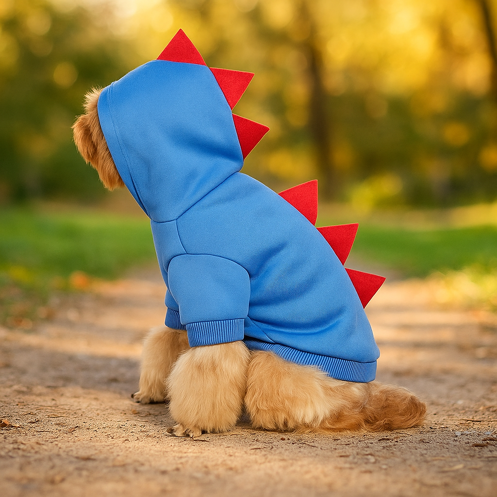 Hoodie Halloween Dinosaurier für Hund - Warmes Fleece Kostüm - Lustiges Outfit