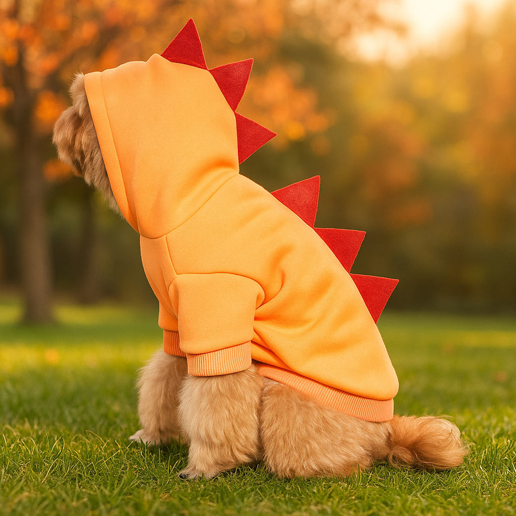 Hoodie Halloween Dinosaurier für Hund - Warmes Fleece Kostüm - Lustiges Outfit