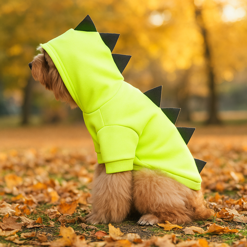 Hoodie Halloween Dinosaurier für Hund - Warmes Fleece Kostüm - Lustiges Outfit