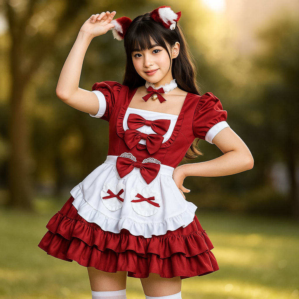 Halloween Kellnerin Kleid Große Größe - Mini Cosplay Rüschen