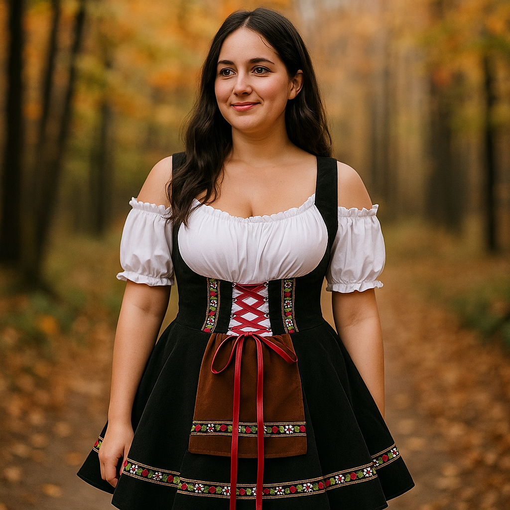 Halloween-Kleid Bavaroise Große Größe - Puffärmel - Mini