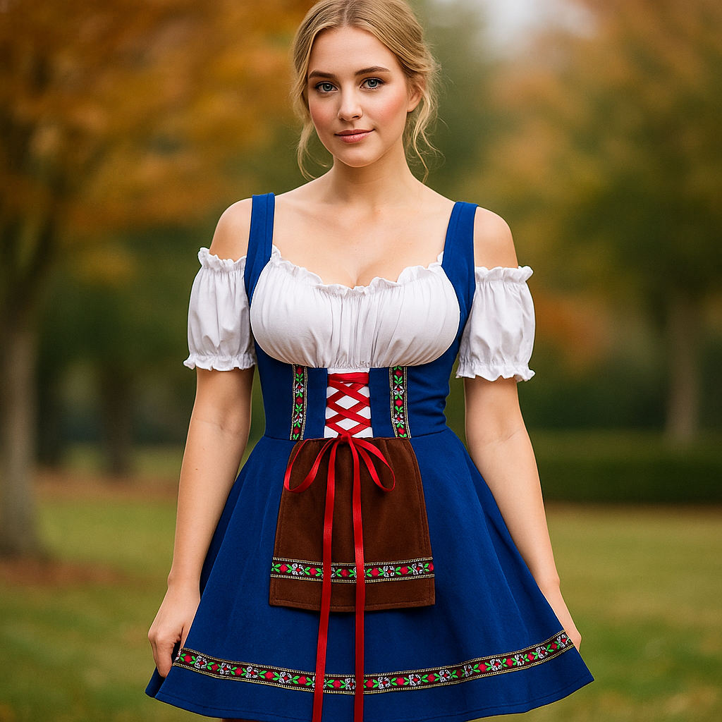 Halloween-Kleid Bavaroise Große Größe - Puffärmel - Mini