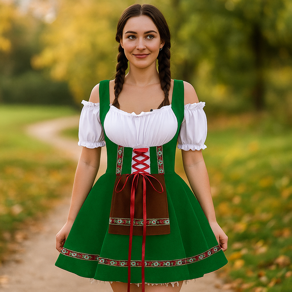 Halloween-Kleid Bavaroise Große Größe - Puffärmel - Mini