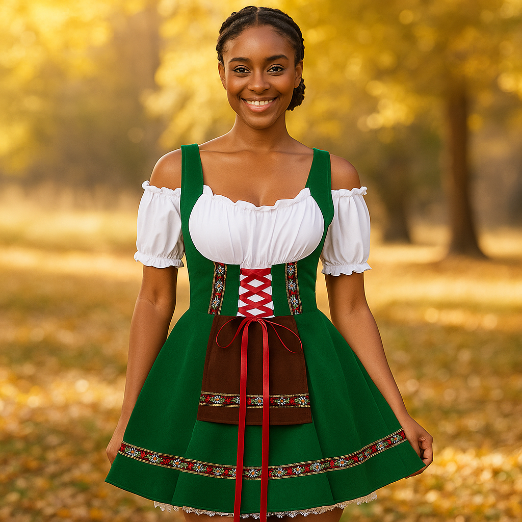 Halloween-Kleid Bavaroise Große Größe - Puffärmel - Mini