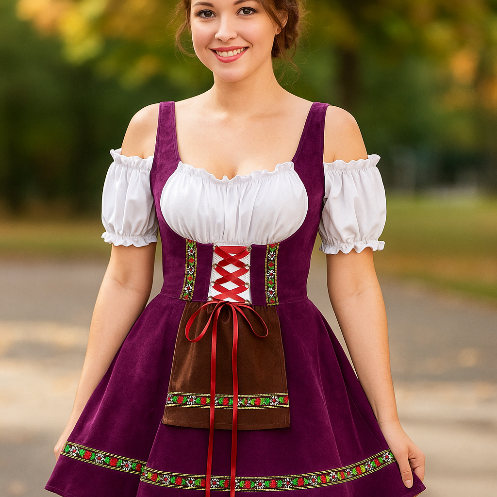 Halloween-Kleid Bavaroise Große Größe - Puffärmel - Mini