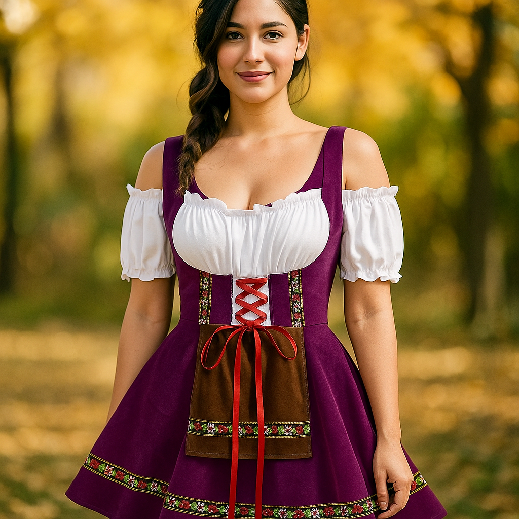 Halloween-Kleid Bavaroise Große Größe - Puffärmel - Mini