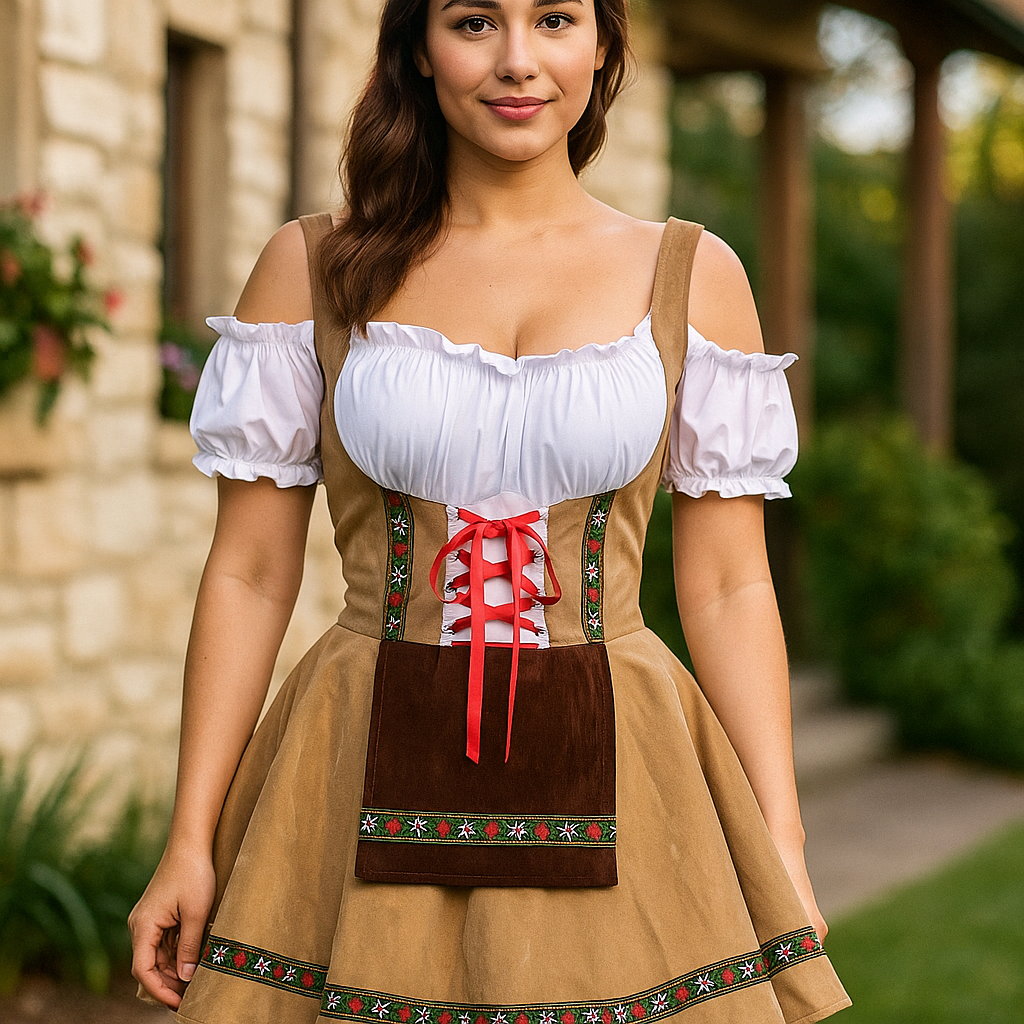 Halloween-Kleid Bavaroise Große Größe - Puffärmel - Mini