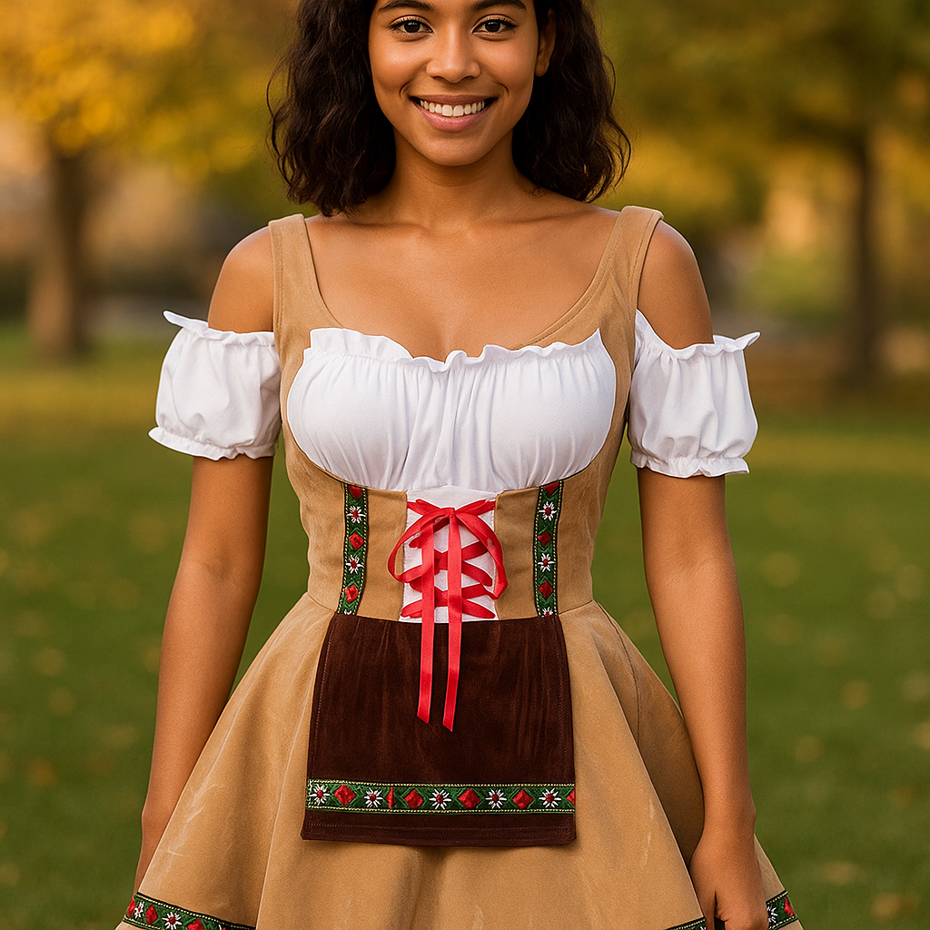 Halloween-Kleid Bavaroise Große Größe - Puffärmel - Mini