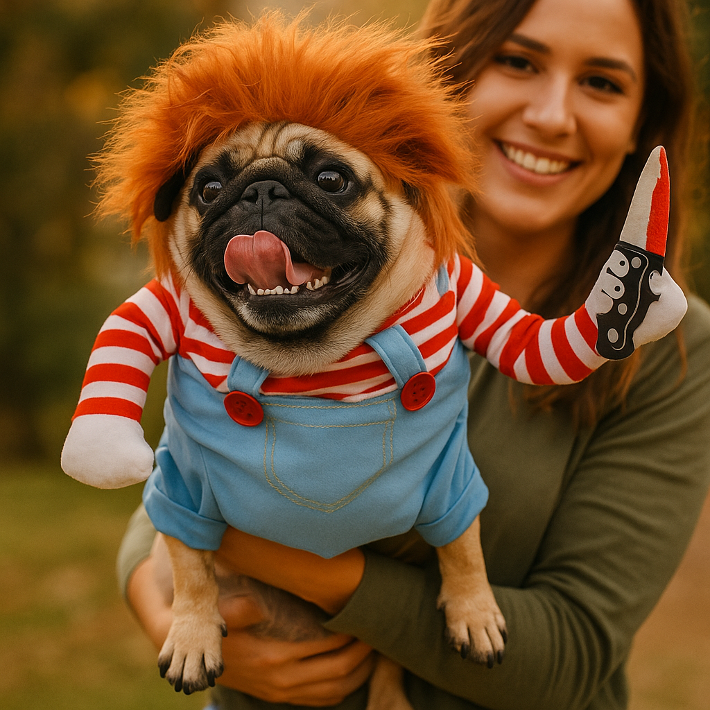 Halloween-Kostüm für Hund - Lustiges Plüschtier - Gruselige Puppe