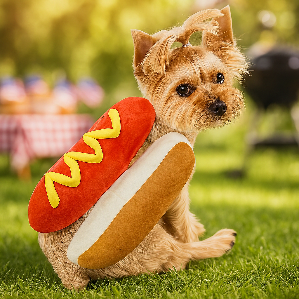 Kostüm Hot Dog aus Plüsch für Hund - Lustiges Halloween Outfit