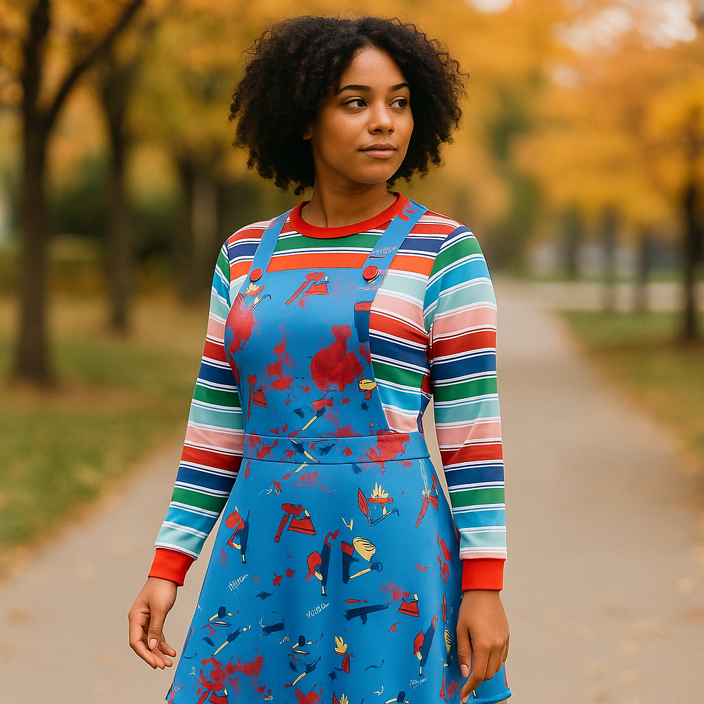 Halloween Damen Kostümkleid - Lange Ärmel - Mini Gruselig