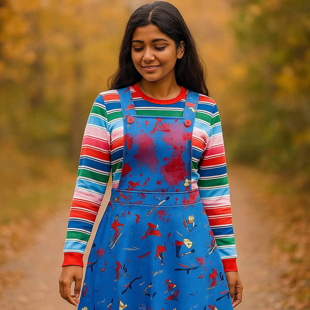 Halloween Damen Kostümkleid - Lange Ärmel - Mini Gruselig