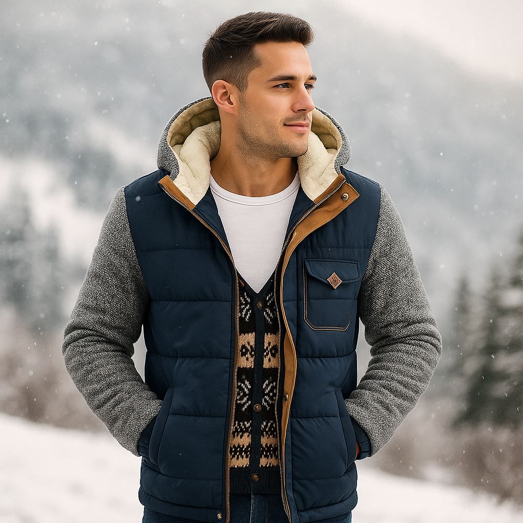 Veste en coton homme - chaude, résistante au froid - avec capuche