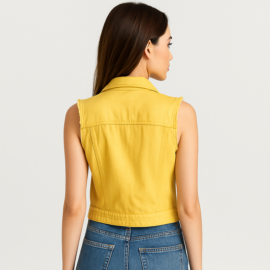 Gilet en Denim Sans Manches - Couleurs Claires - Collection Printemps