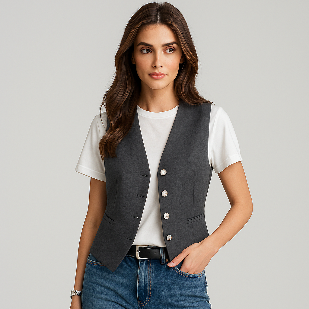 Gilet Sans Manches Gris - Mélange de Laine - Confort Élégant