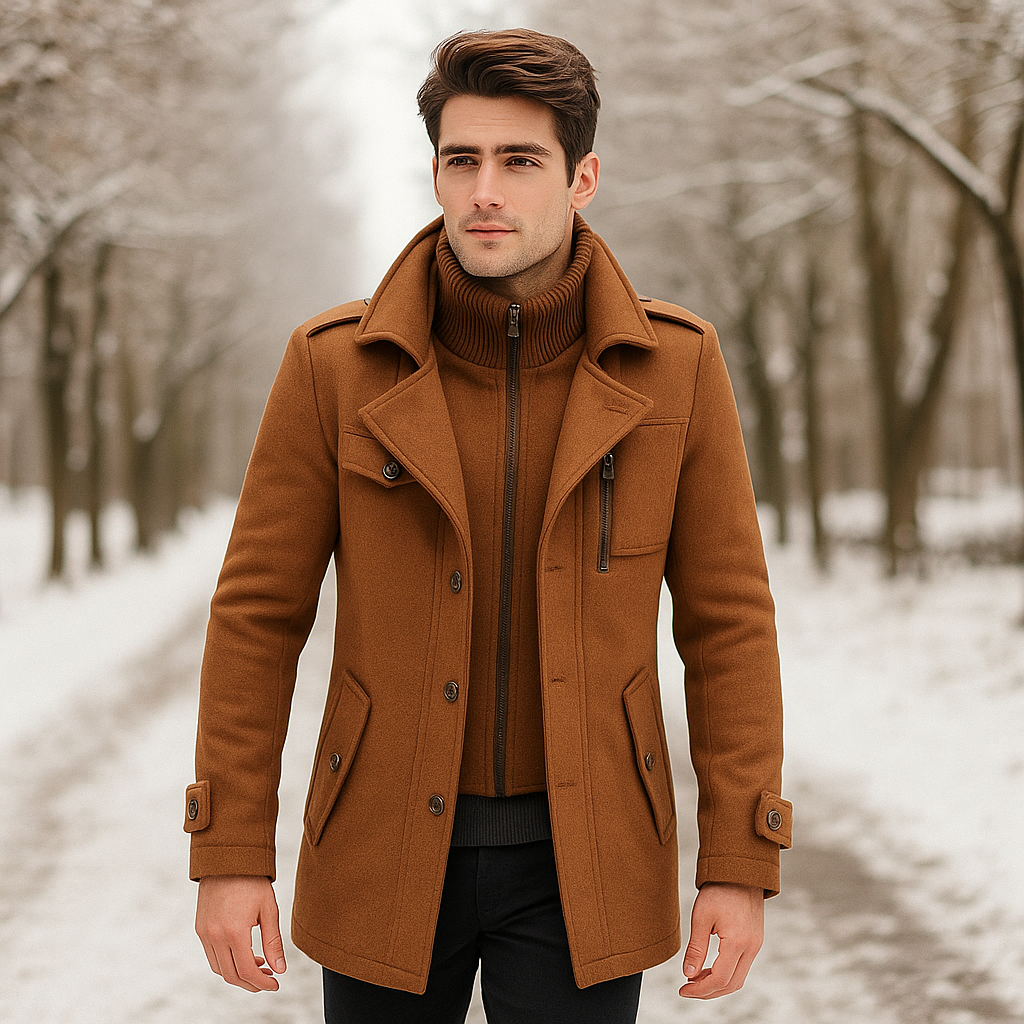 Grayson Veste d'Hiver - Col Double - Élégance Masculine Chaude