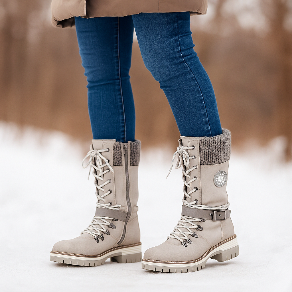 Bottes Mi-Mollet Femme Hiver à Lacets
