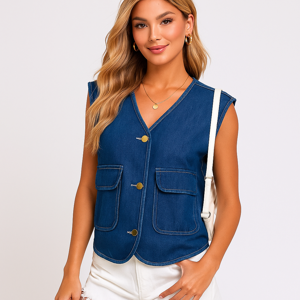 Veste en Jean à Col V - Élégante - Confortable - Polyvalente
