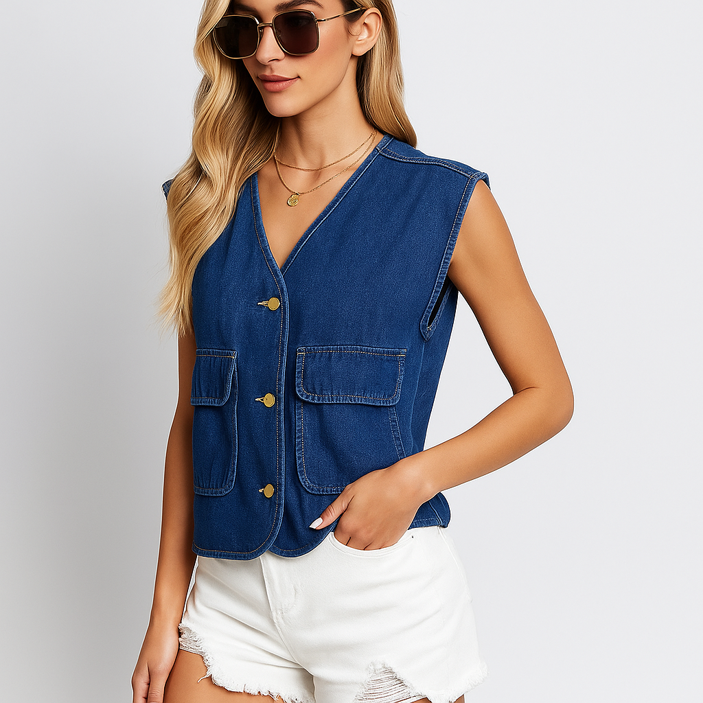 Veste en Jean à Col V - Élégante - Confortable - Polyvalente