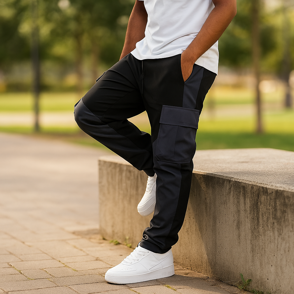 Pantalons Cargo Homme – Coupe Lâche – Jambes Effilées – Patchwork Utilitaire