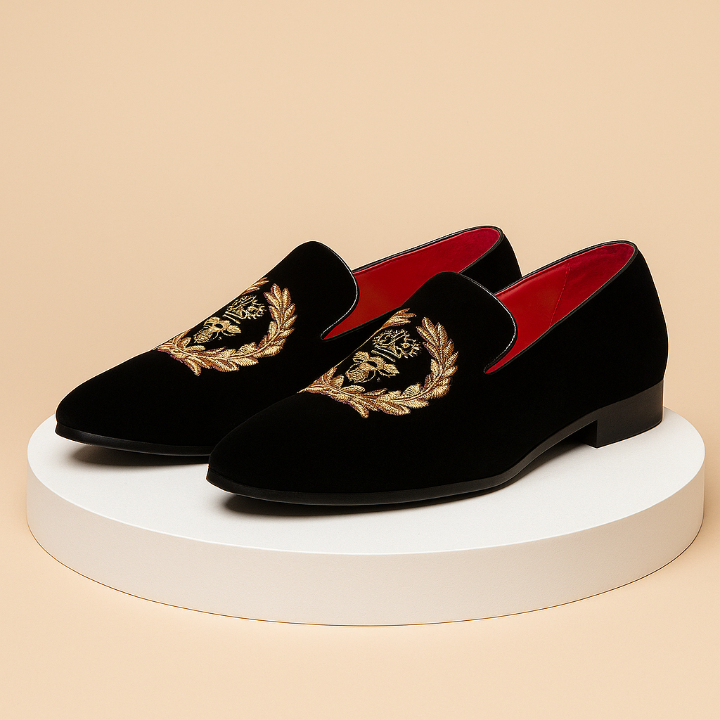 Elegant Embroidered Velvet Moccasins