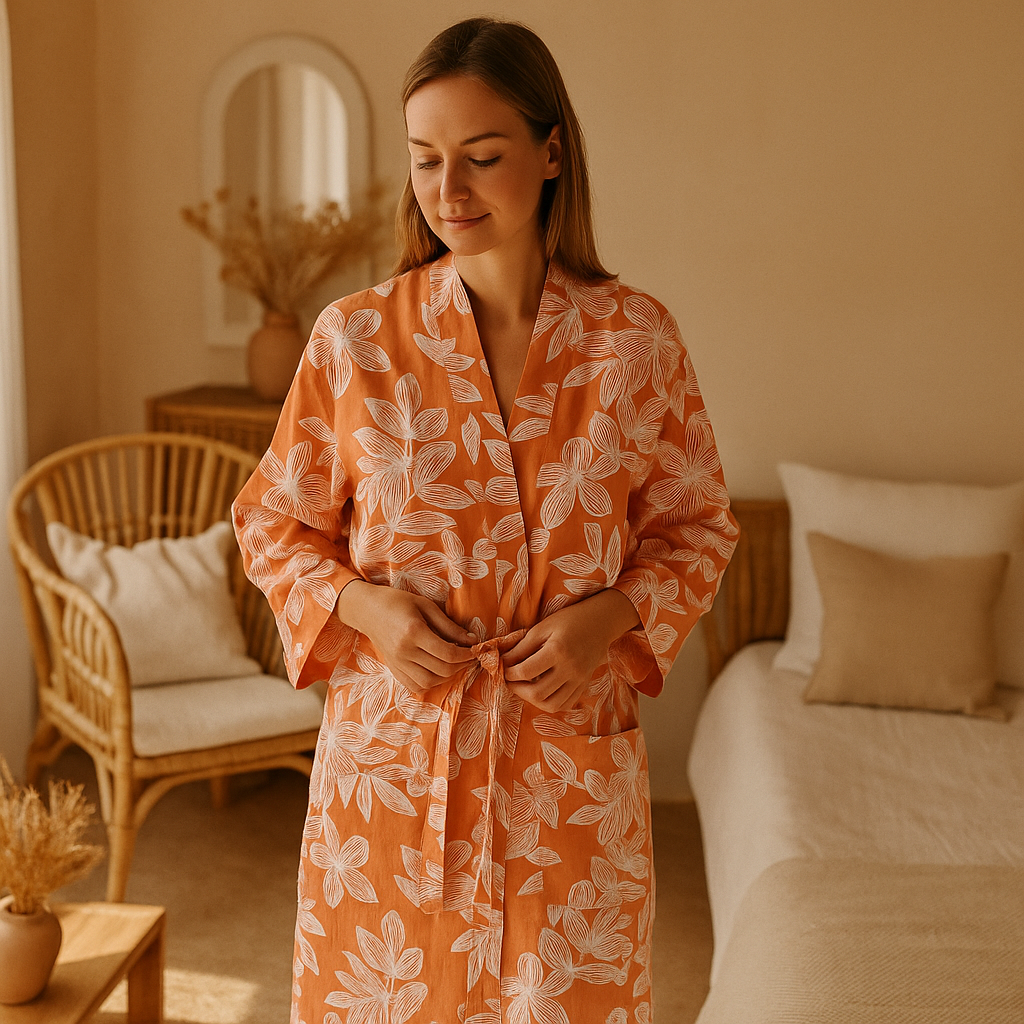 SereniLoom – Peignoir Kimono Doux et Respirant en Coton de Luxe pour des Moments de Détente