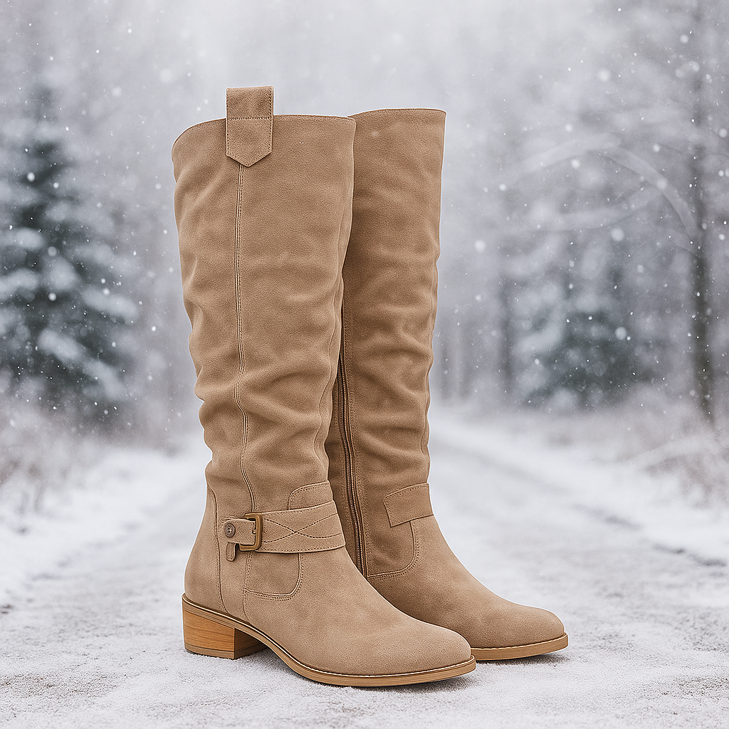 Bottes Montantes Femme en Suédine avec Boucle