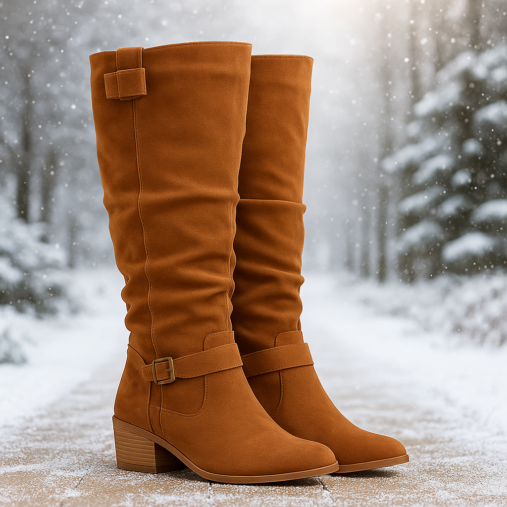 Bottes Montantes Femme en Suédine avec Boucle