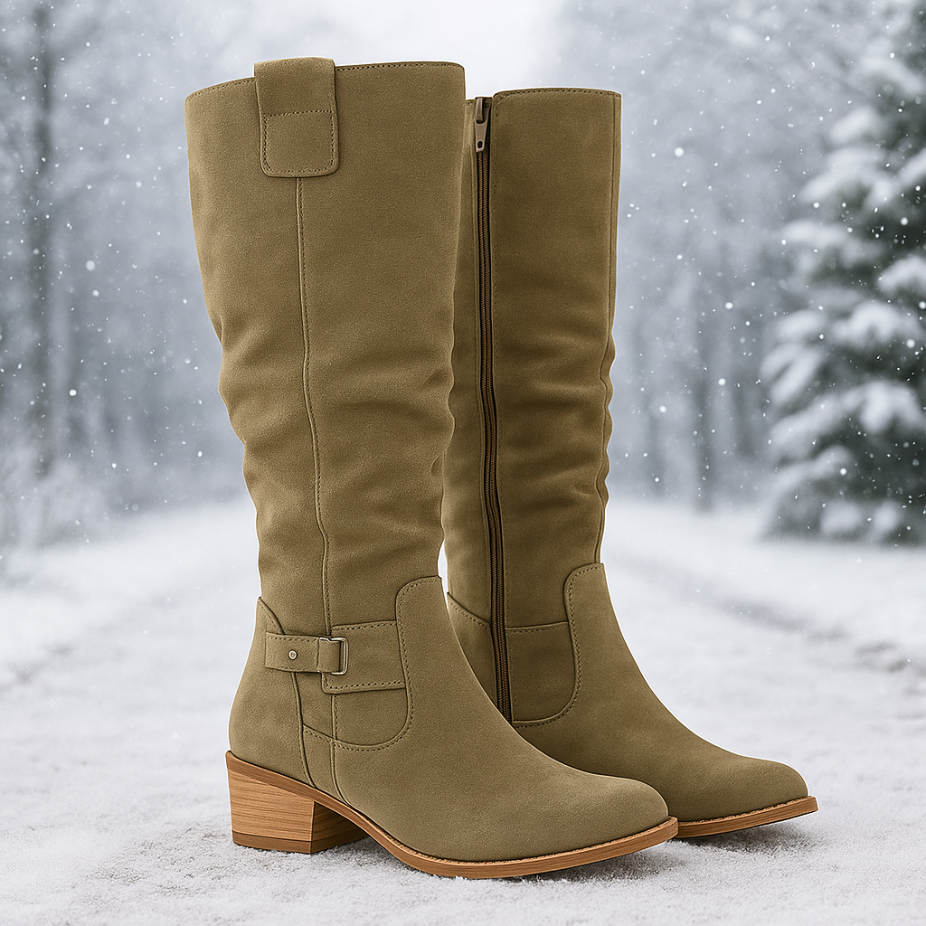 Bottes Montantes Femme en Suédine avec Boucle