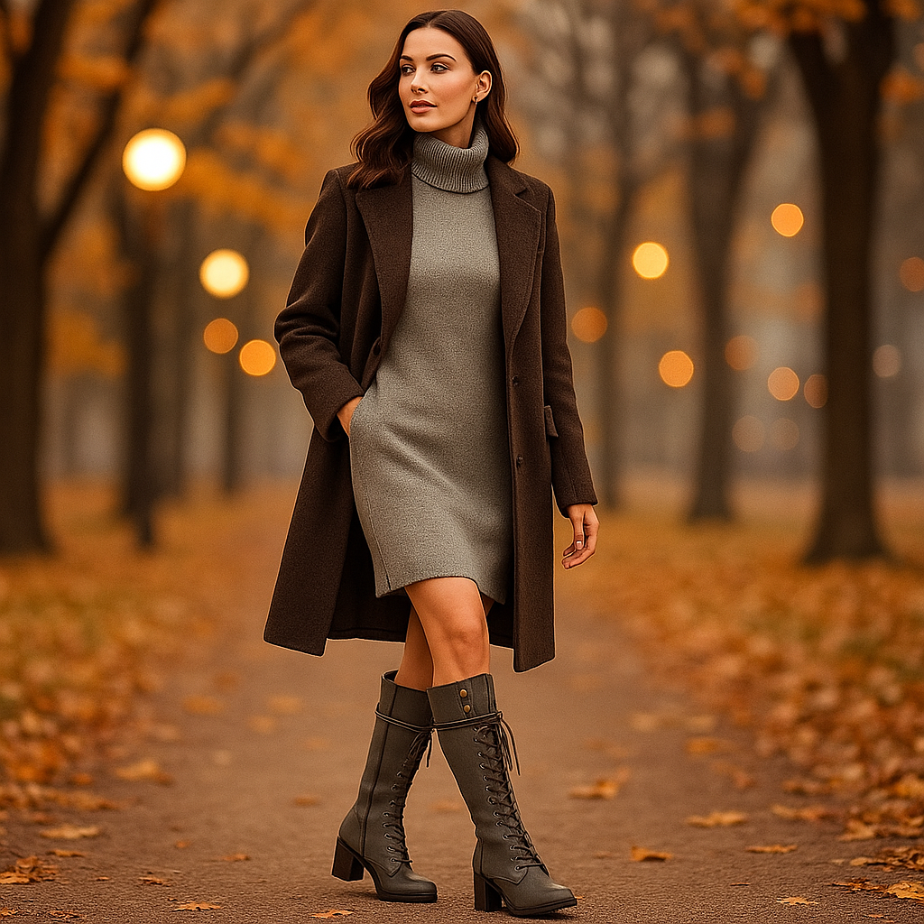 Bottes Montantes Femme en Cuir – Lacets et Talon Épais