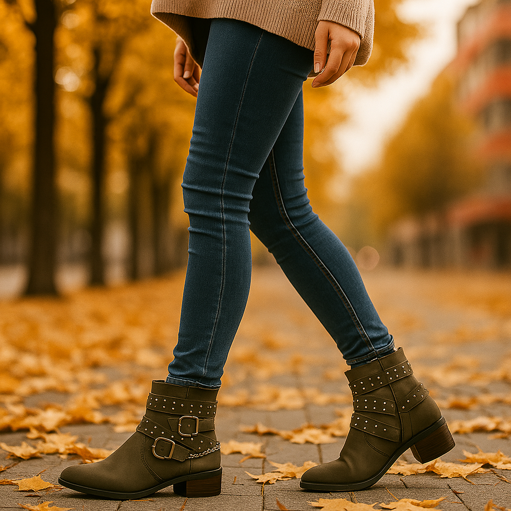 Bottines Femme à Brides Cloutées