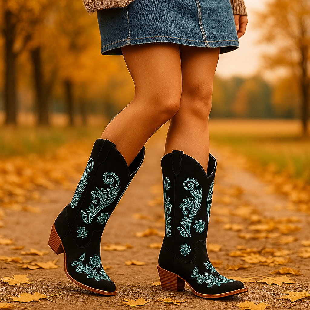 Bottes Cowboy Femme à Broderie Florale