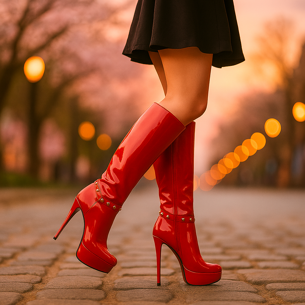 Bottes Stiletto Vernies Femme – Hautes jusqu’aux Genoux