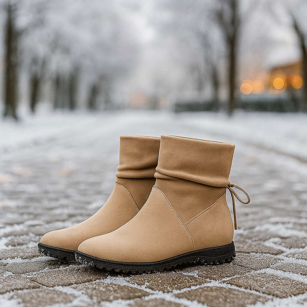 Bottines Femme en Suède à Lacets – Semelle Antidérapante Hiver