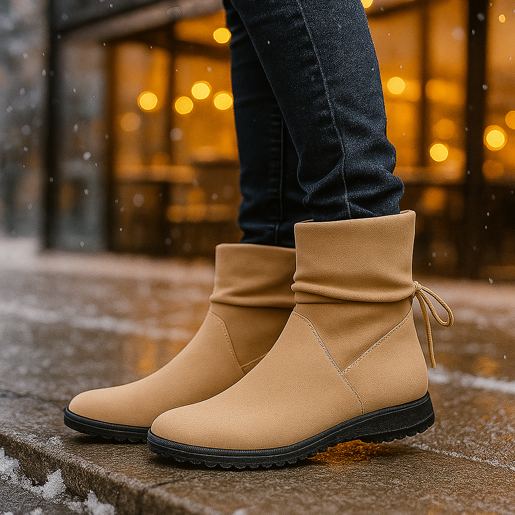 Bottines Femme en Suède à Lacets – Semelle Antidérapante Hiver
