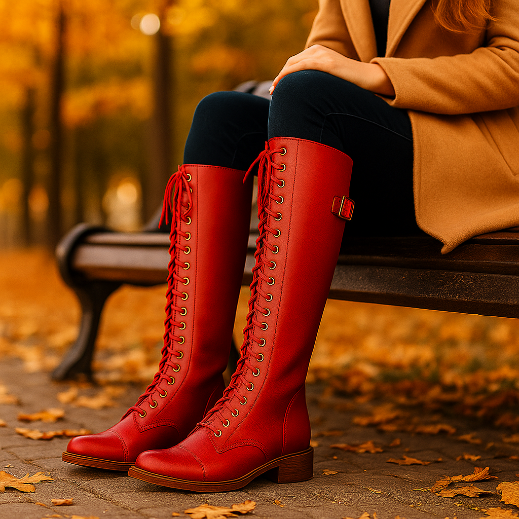 Bottes hautes cuir femme lacées