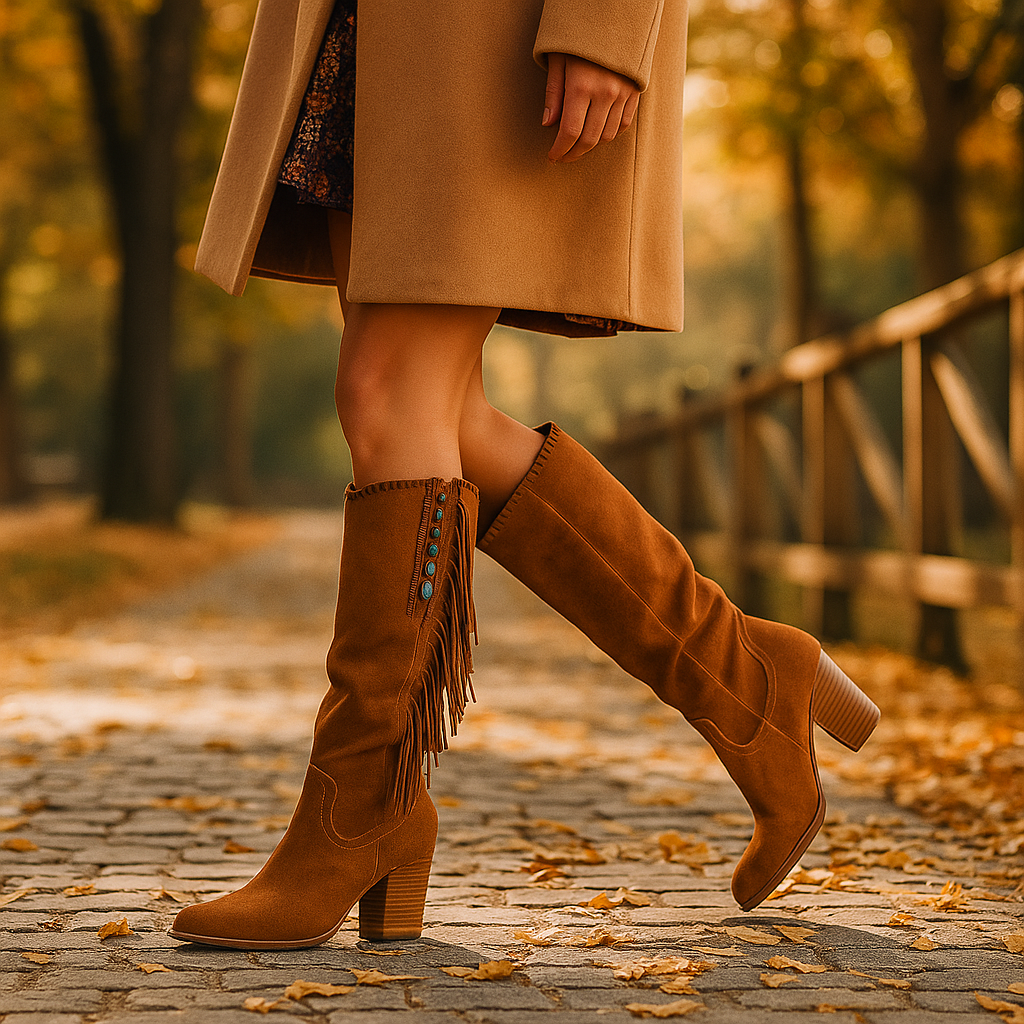 Bottes Western Femme à Franges Élégantes
