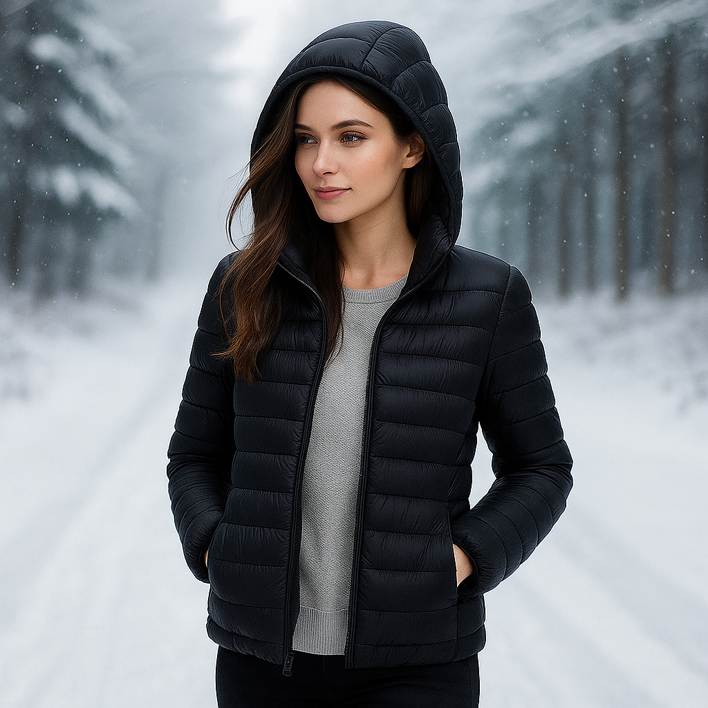Doudoune Légère à Capuche Pour Femmes - Veste Matelassée Compacte Et Chaude Pour Hiver