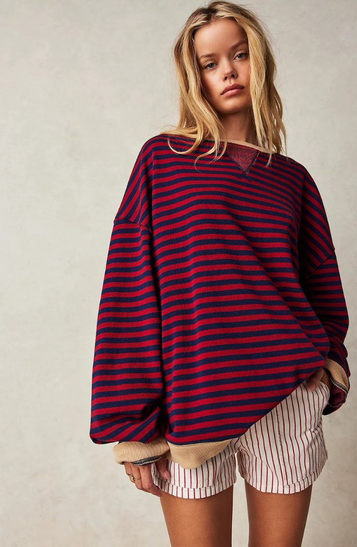Oversized Rayé Sweat-shirt Femme-Chemisier-PARIS FEMME