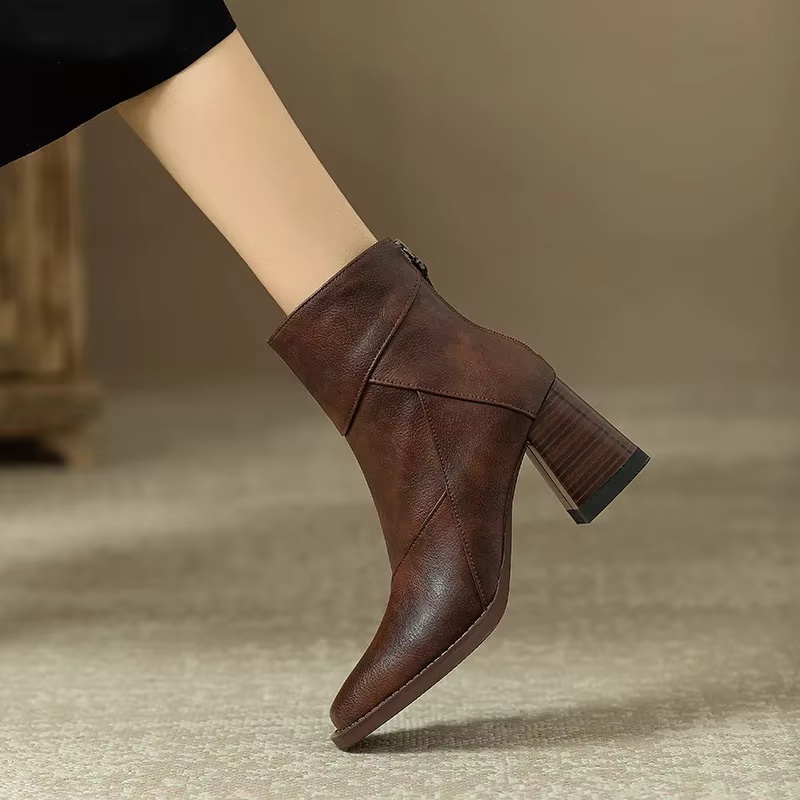 Bottes en Cuir à Talons - Élégance AMBER™ - Confort Chic-Chaussures-PARIS FEMME