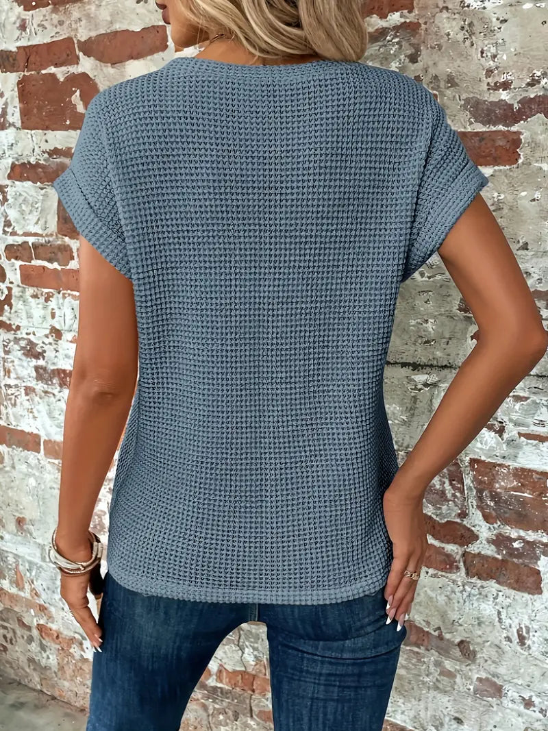 T-shirt d'été - Col rond - Manches chauve-souris - Design tendance-T-Shirts pour Femmes-PARIS FEMME