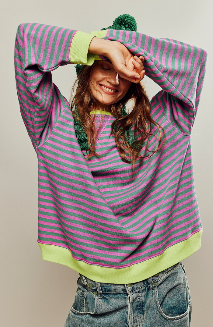 Oversized Rayé Sweat-shirt Femme-Chemisier-PARIS FEMME