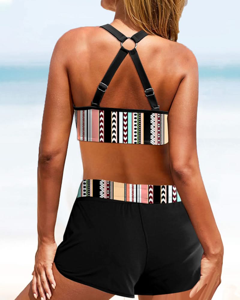 Bikinis à taille haute à rayures-Costumes Estivaux pour Femmes-PARIS FEMME